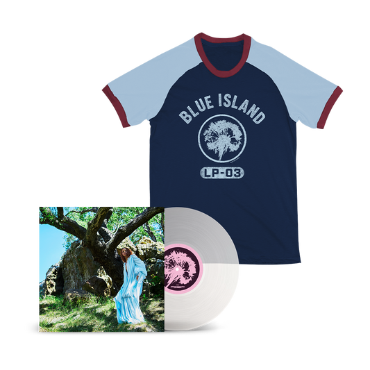 Fan Pack - Blue Island - Translucent MIlky Clear Vinyl & Blue Island Raglan Tee
